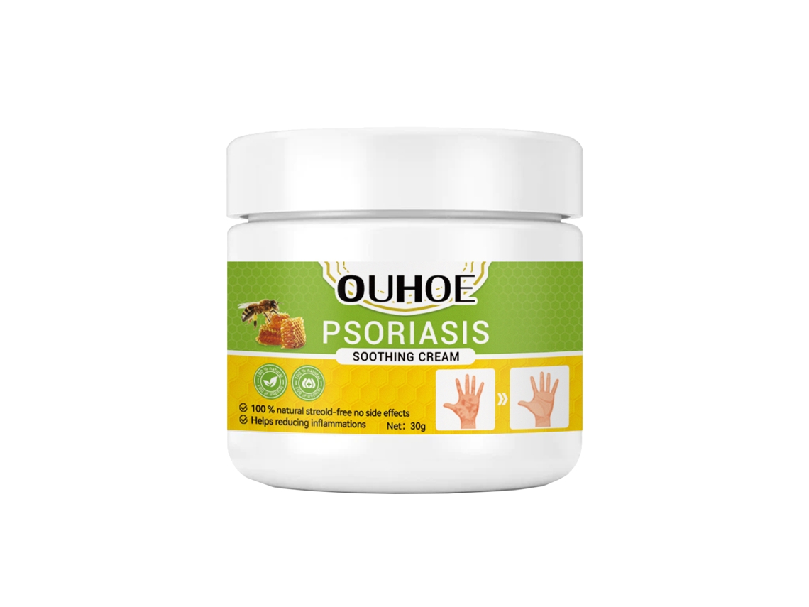 La crema reparadora para la psoriasis de Ouhoe alivia el picor y el enrojecimiento.