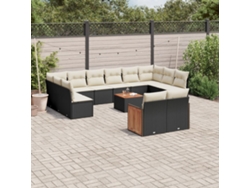 Conjunto de sofá de jardín de 13 piezas con cojines de mimbre sintético negro, Dkd Home Decor