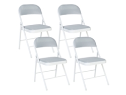 Conjunto De 4 Cadeiras Dobráveis Sparks Metal Cinzento Claro/branco
