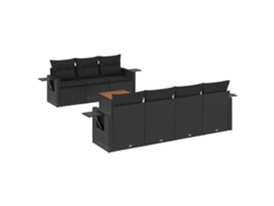 Maison Exclusive - Set De Sofás De Jardín 8 Piezas Y Cojines Ratán Sintético Negro