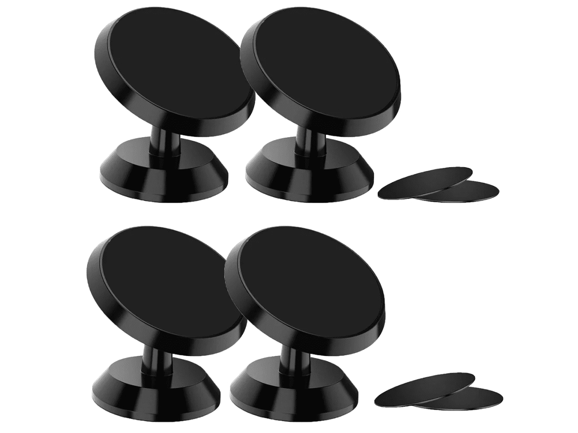 Paquete de 4 soportes para teléfono, súper fuertes con 4 placas de metal, soporte para teléfono para automóvil, tablero universal con rotación de 360 ​​grados