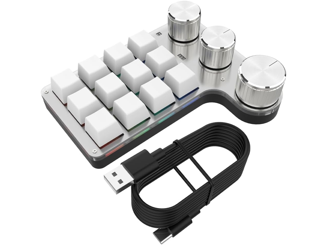 Teclado Mecánico Rgb Programable Para Armar, 12 Teclas, 3 Botones, Macro Personalizada.