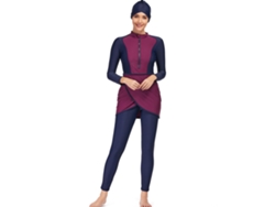 Traje De Baño De 3 Piezas Para Mujer Musulmana, Manga Larga, Protección Solar, Copa Completa, Talla L