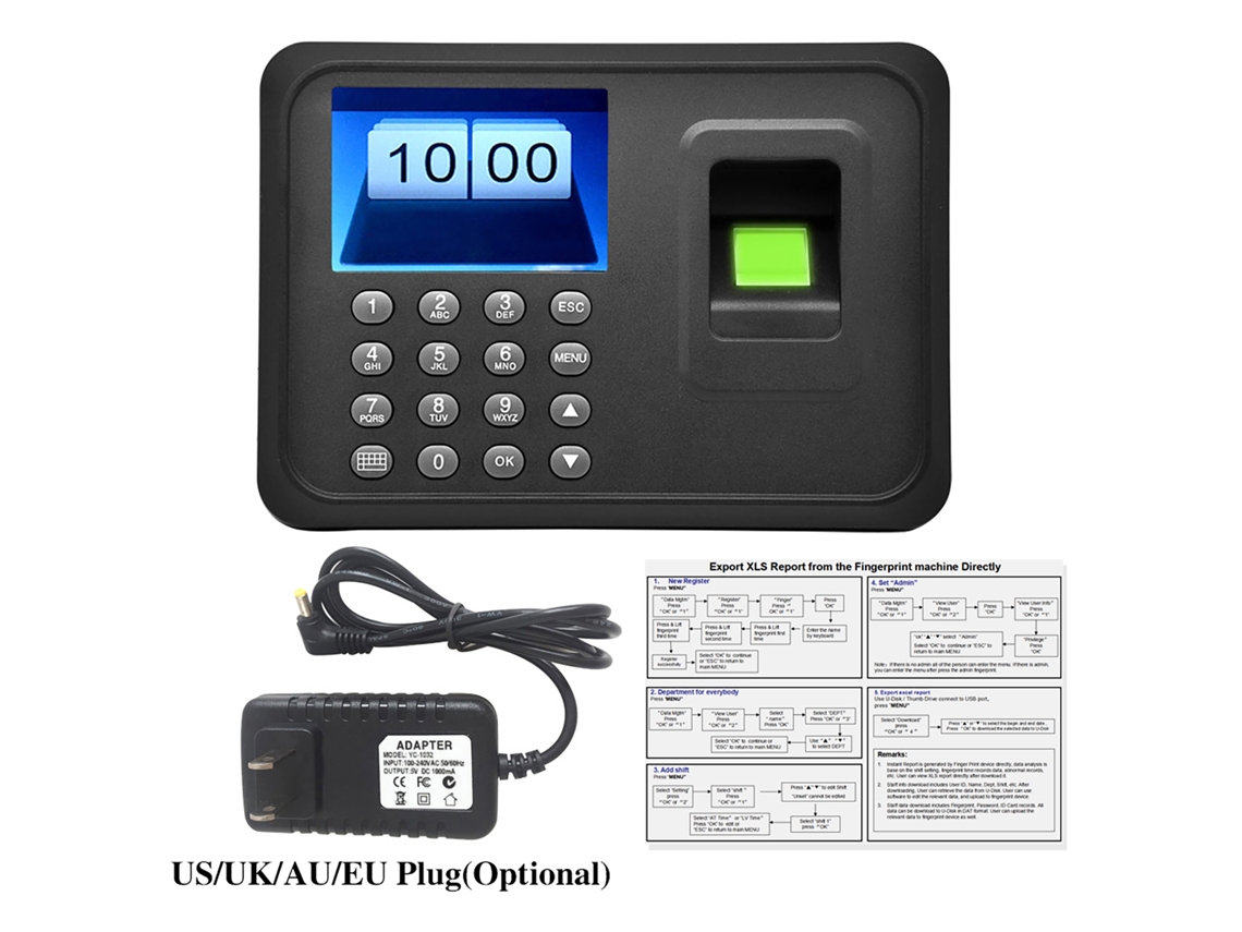 Dispositivo biométrico de control de asistencia (lectura de huellas dactilares, software gratuito)