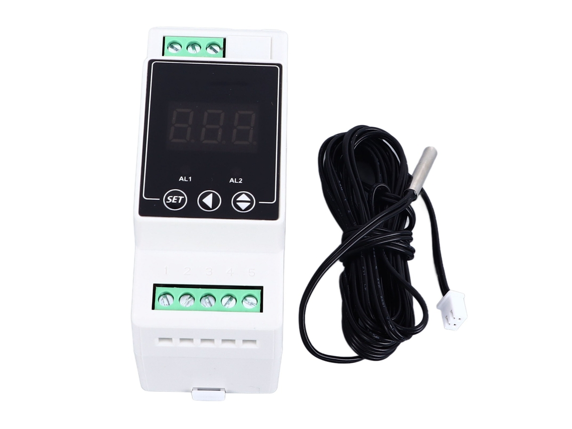 Termostato Digital Para Control De Temperatura De Riel Con Sonda Cilíndrica De 2 M, Ac100-240v