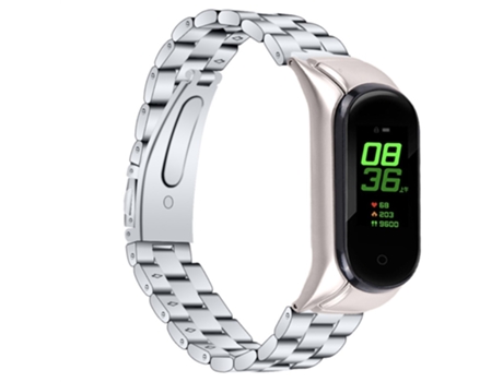 Correa de acero inoxidable tres cuentas con hebilla plegable para Xiaomi Mi Band 7 - plata