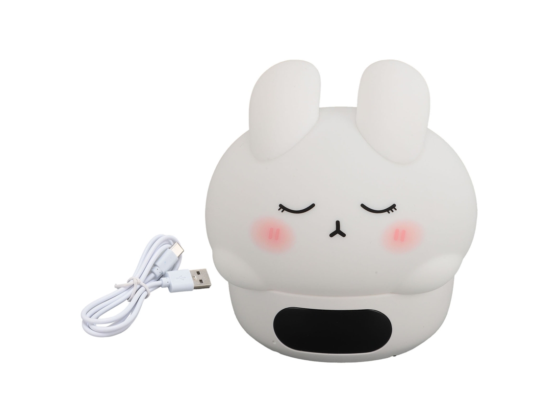 Despertador com Luz Noturna Silicone Recarregável Animal Fofo Mesa de Cabeceira