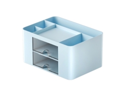 Caja De Almacenamiento De Escritorio Multifuncional De Gran Capacidad Con Cajón, Bonita, Azul.