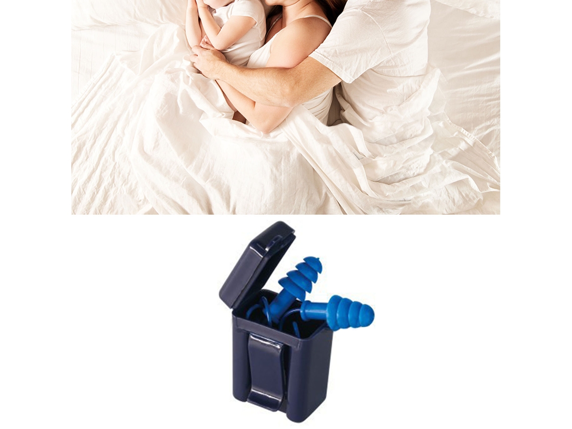10 pares de tapones de silicona suave para los oídos, lavables y reutilizables, para dormir, con cordón y estuche.