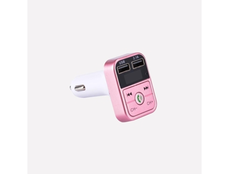 Adaptador de radio inalámbrico manos libres transmisor fm reproductor mp3 bluetooth[Rosa]
