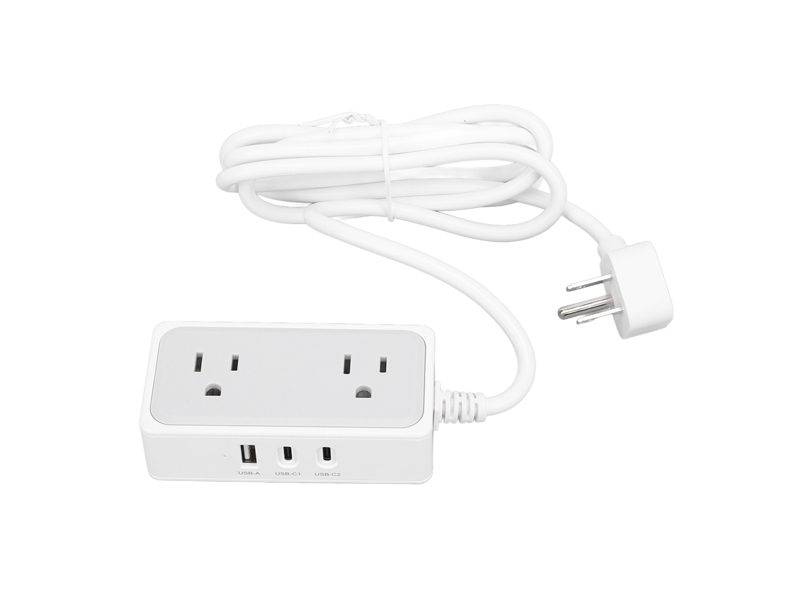 Faixa De Energia 1250w 5 Em 1 Tomada Plana Com Portas Usb C A Splitter Multi Plug Para Casa