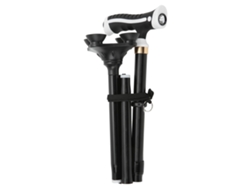 Bastón Plegable Antideslizante Con Luz Led, Base Giratoria Ajustable De 360°, De Aluminio, Para Personas Mayores.