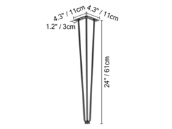 Patas de mesa de metal, horquilla de 3 varillas, banco de bricolaje, 24 pulgadas OEM