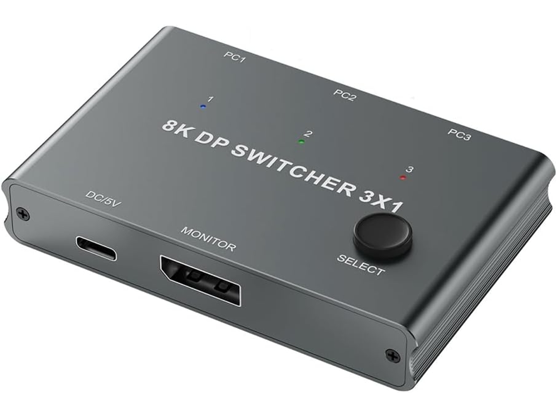 Selector Dp Con Tres Entradas Y Una Salida Para Monitor De Ordenador, Divisor Hd 8k 30hz