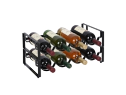 Relaxdays Botellero 8 Botellas, Set De 2 Apilable, 9,5x40x20 Cm (alxanxpr) Cada Uno, Para Vino Tinto Y Blanco, Negro