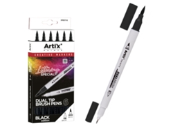 Juego de 6 rotuladores de doble punta para lettering en negro. Dam