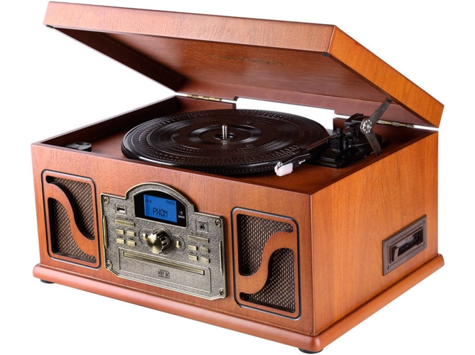 Lauson Tocadiscos Bluetooth de madera encoding cd cassete radio usb mp3 3 velocidades 334578 rpm altavoces incorporados cl146 cdmp3 con y xvi11