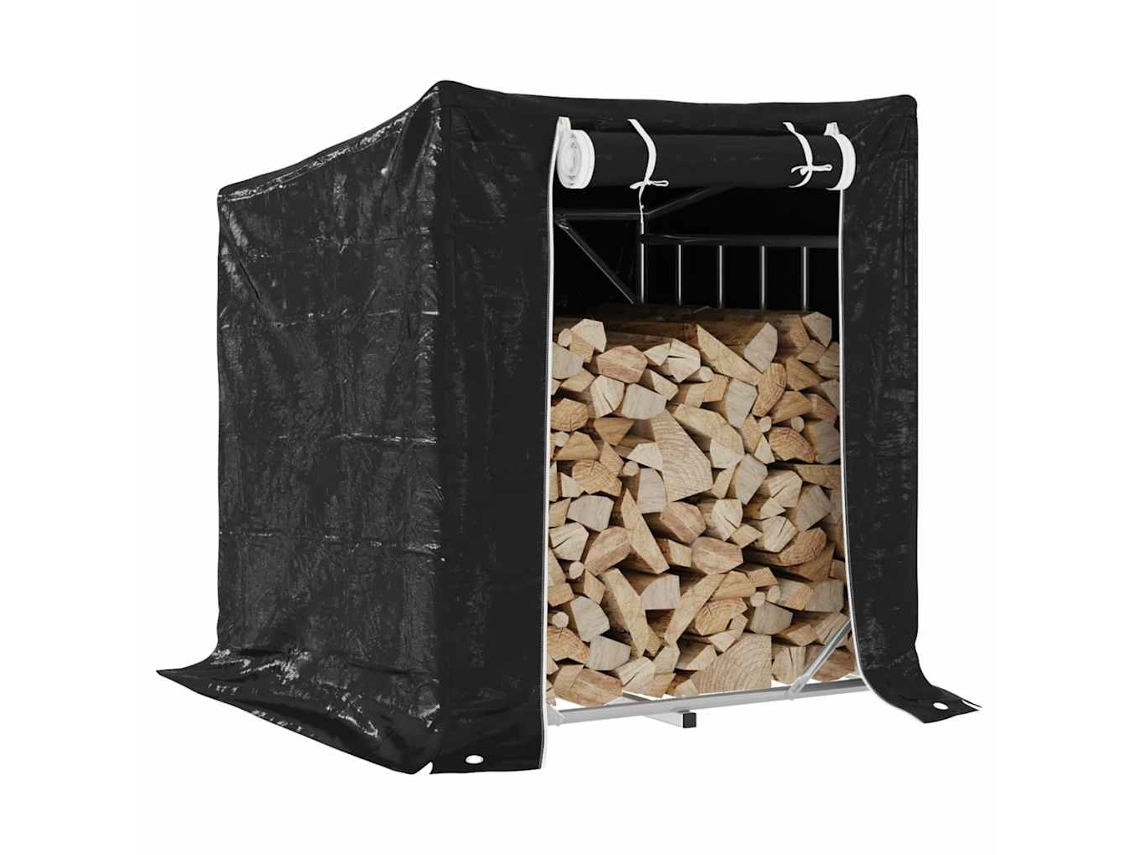 Leñero con protección contra la lluvia, 100,5 x 80,5 x 110,5 cm, acero galvanizado, LOVELY HOME