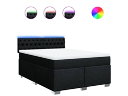 Maison Exclusive - Cama Box Spring Con Colchón Tela Negro 140x190 Cm