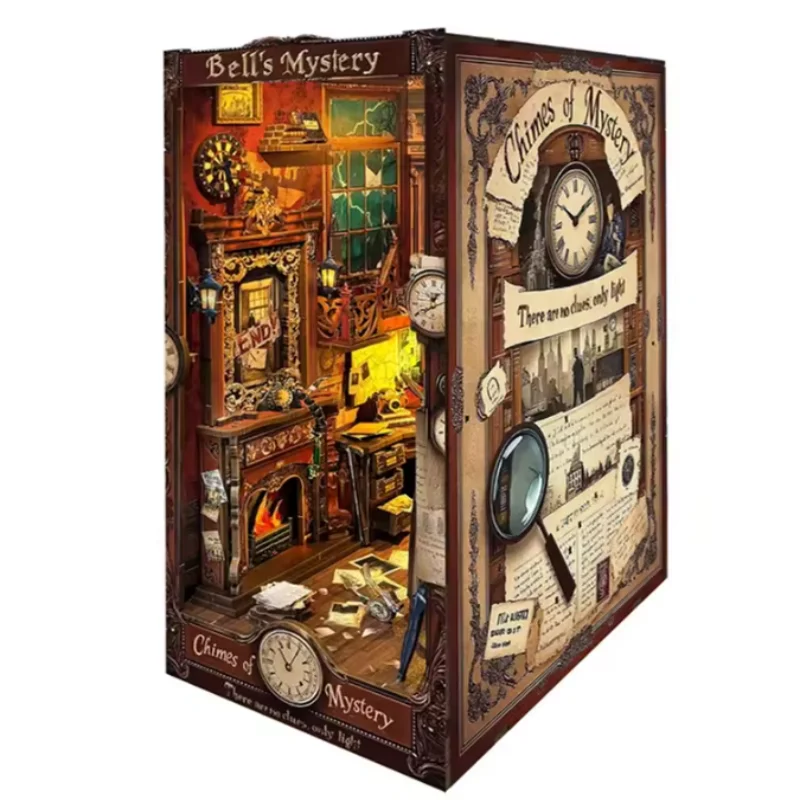 Sujetalibros Torre Del Reloj Secreta, Casa Misteriosa De Esquina De Libros De Madera 3d