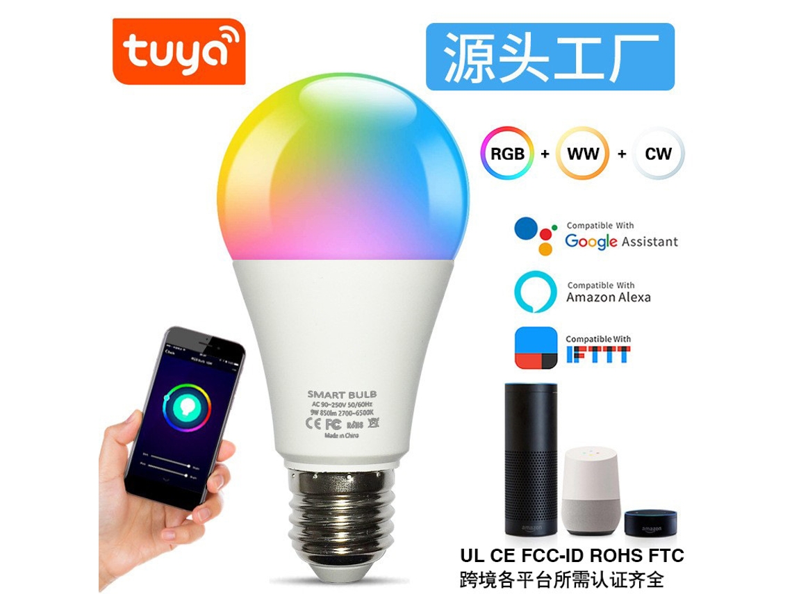 Bombilla inteligente RGB de 15 W con atenuación infinita y ajuste de color, Tuya Wi-Fi Bluetooth, 110-130 V Chennnls