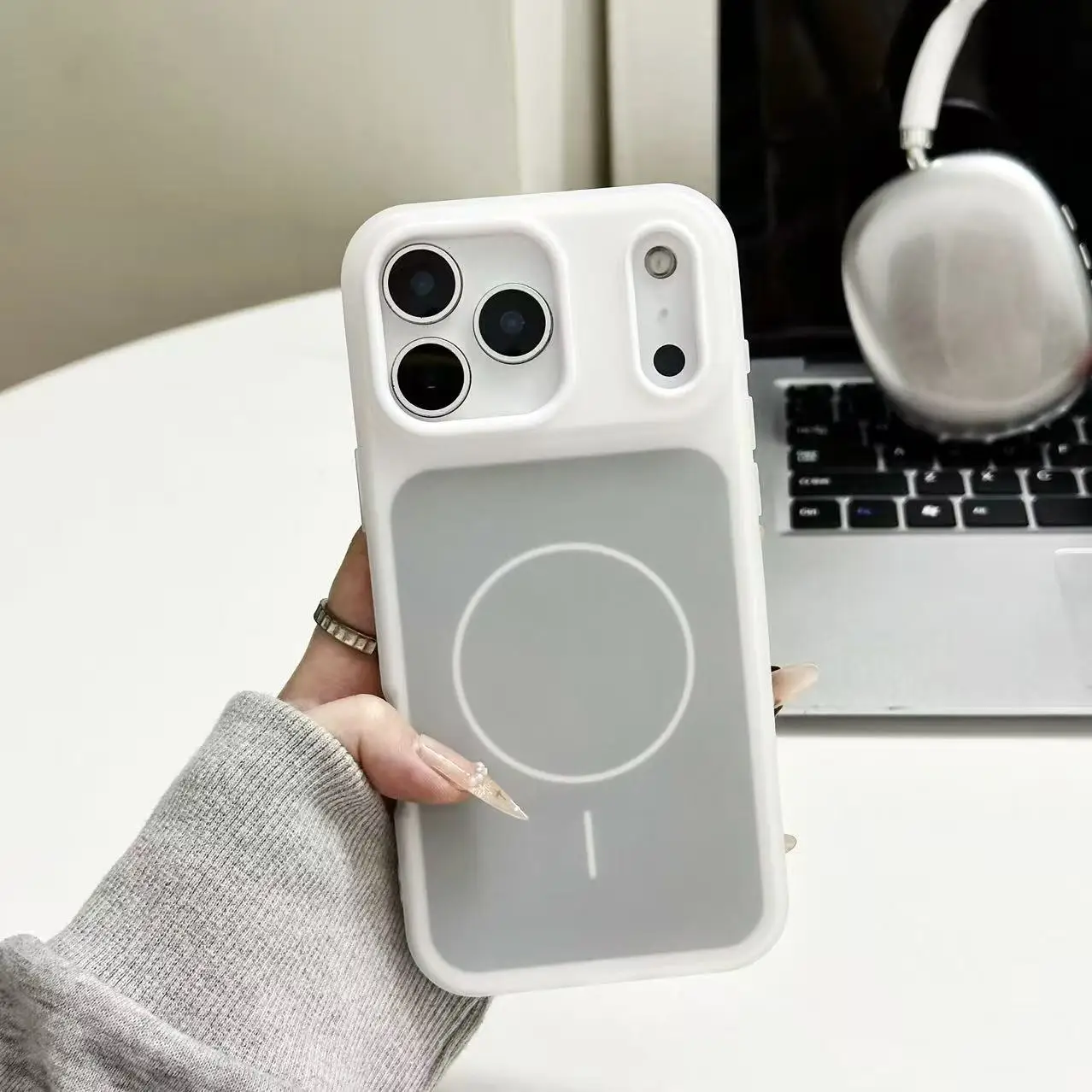 (iphone 11 Blanco) Funda Magnética 2 En 1 Para Teléfono, Compatible Con Carga Inalámbrica Magsafe, Acabado Mate.