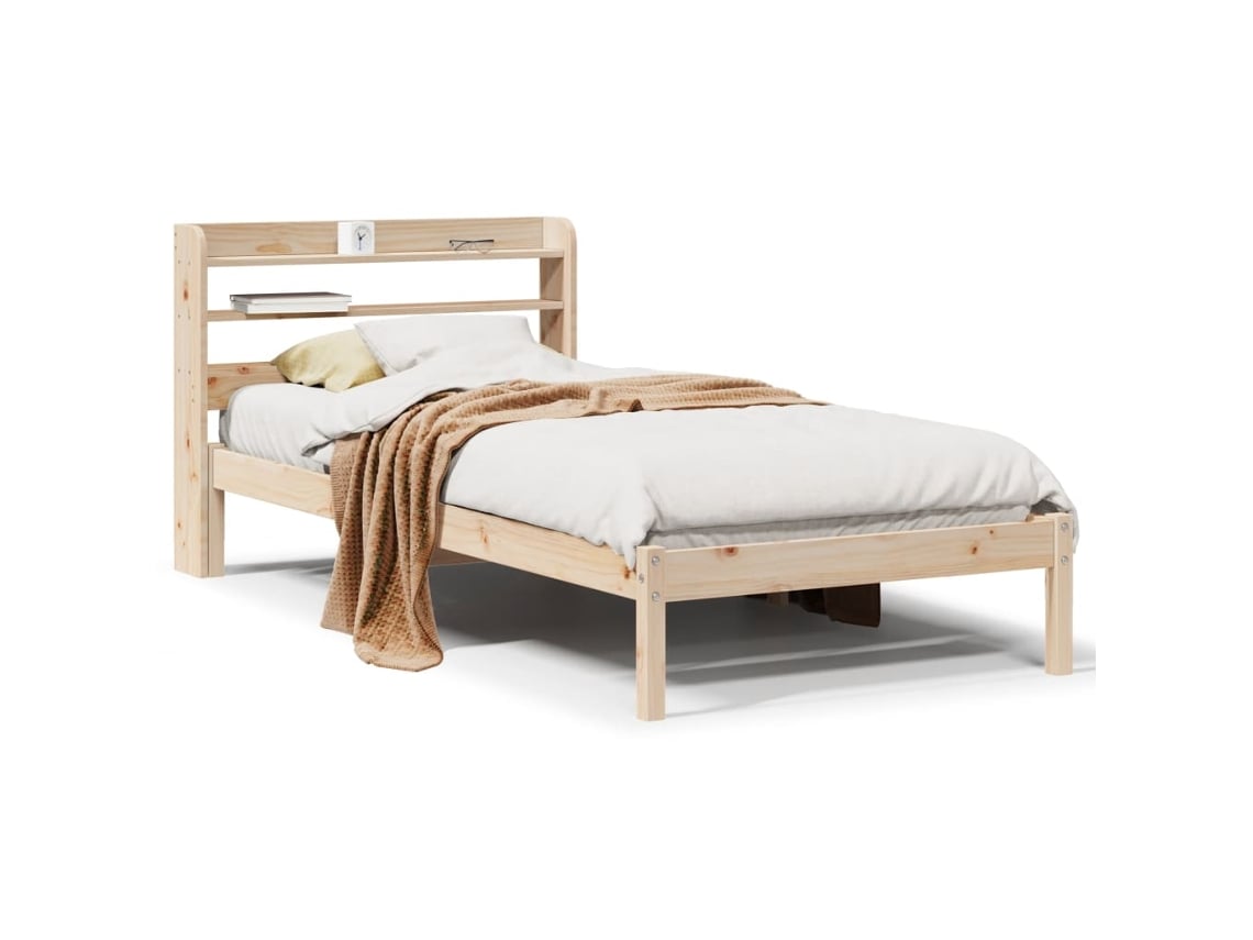 Estructura De Cama Sin Colchón Madera Maciza Pino 75x190 Cm