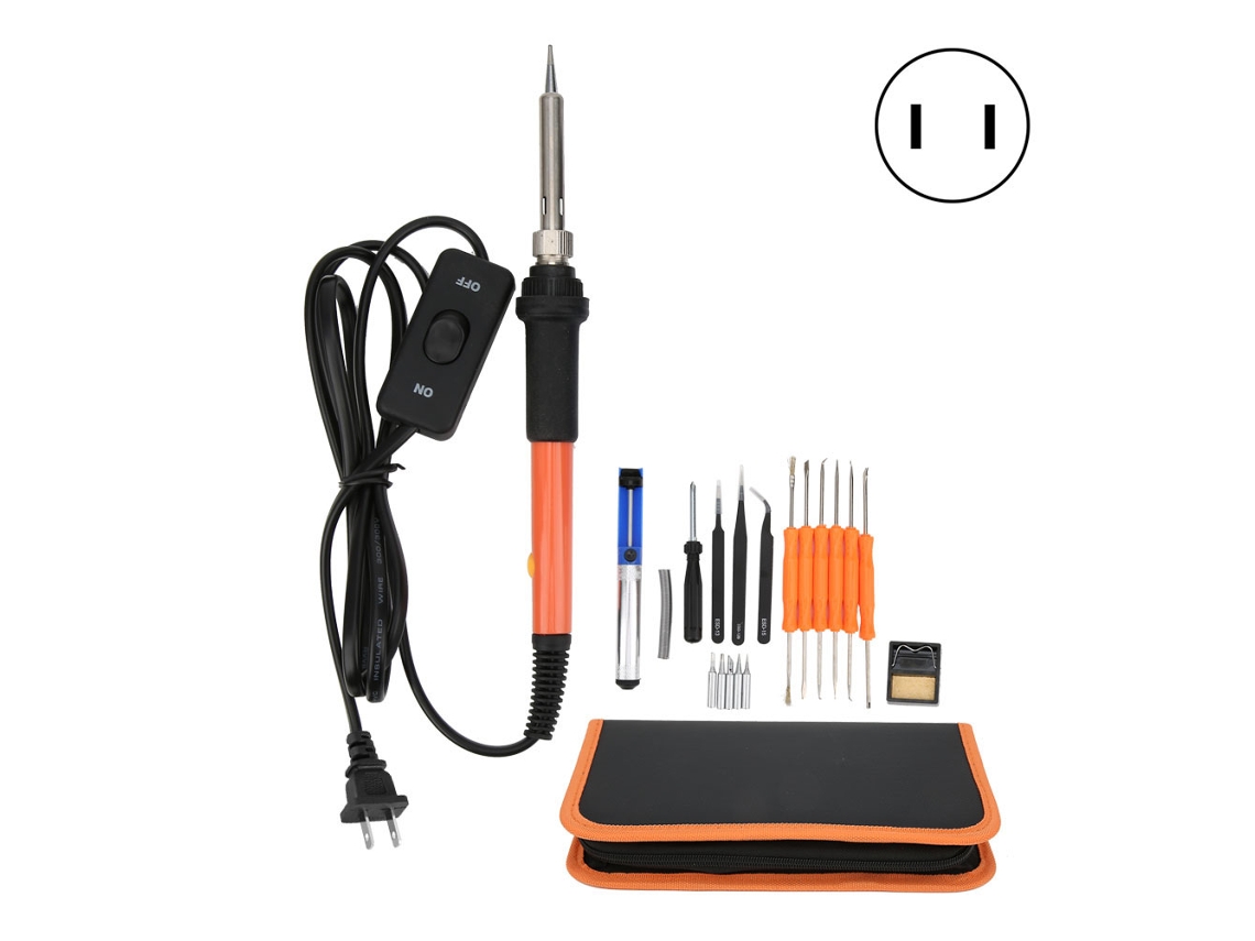Set De Soldador Eléctrico Ajustable De Temperatura Con Interruptor 20 Piezas Herramientas De Soldadura Ac110v Plug Ee.uu.