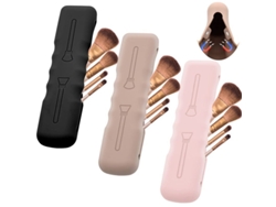 Estuche De Silicona Para Brochas De Maquillaje (3 Unidades, Color Negro, Rosa Y Amarillo) Con Cierre Magnético.
