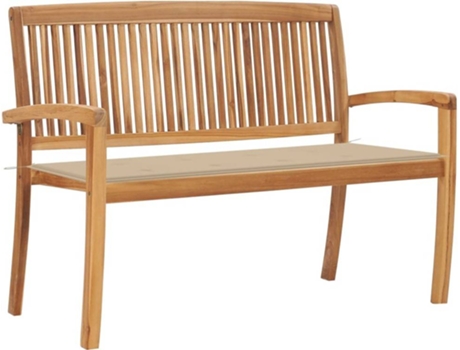 Banco de exterior VIDAXL Beige Teca (128.5x57.5x90 cm)
