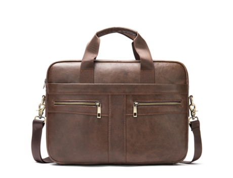 Bolso de cuero genuino vintage Bolso mensajero para computadora portátil Bolsos de hombro tipo bandolera para hombres-2019 Café