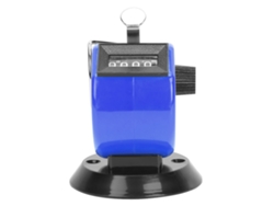 Contador manual Berm de 4 dígitos con cubierta de plástico ABS, herramienta de conteo mecánica portátil con gancho, azul