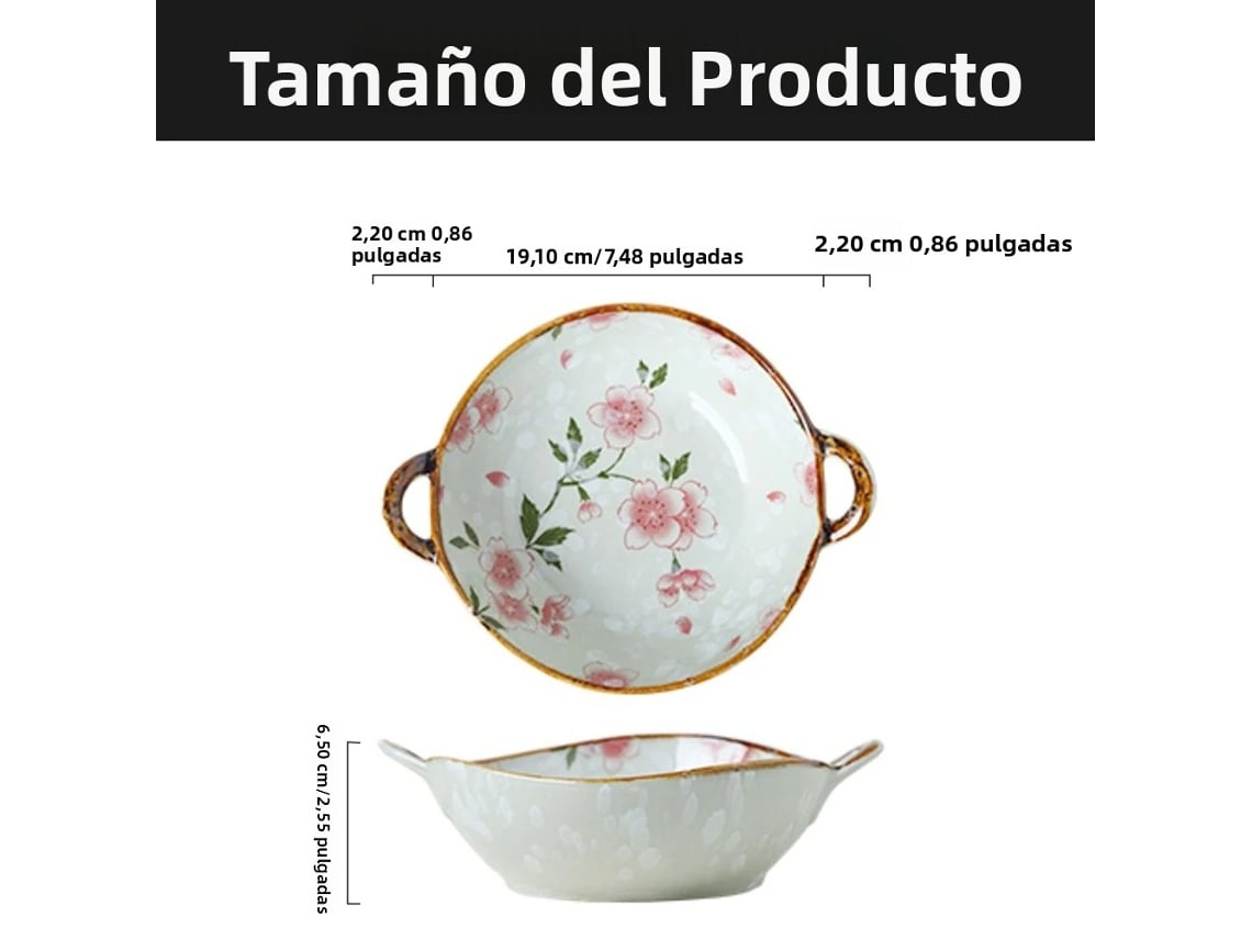 (estilo C) Cuenco Para Sopa De Cerámica Japonesa De 7,5 Pulgadas Con Asa, Apto Para Microondas Y Uso Doméstico.