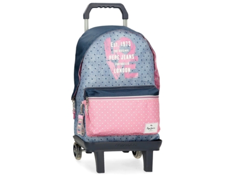 PEPE JEANS Mochila Escolar Con Carro Poliéster Noni Denim Multicolor
