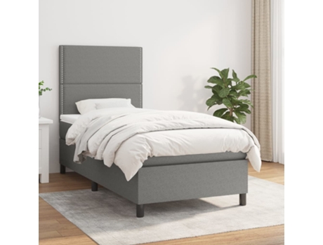 Cama con somier VIDAXL (Gris - Tela - 203 x 90 x 128 cm)