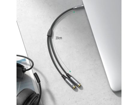 Cable Ugreen Av192 3.5Mm Macho Dual 3.5Mm Hembra Auricular Divisor Mic+Acústico 20Cm