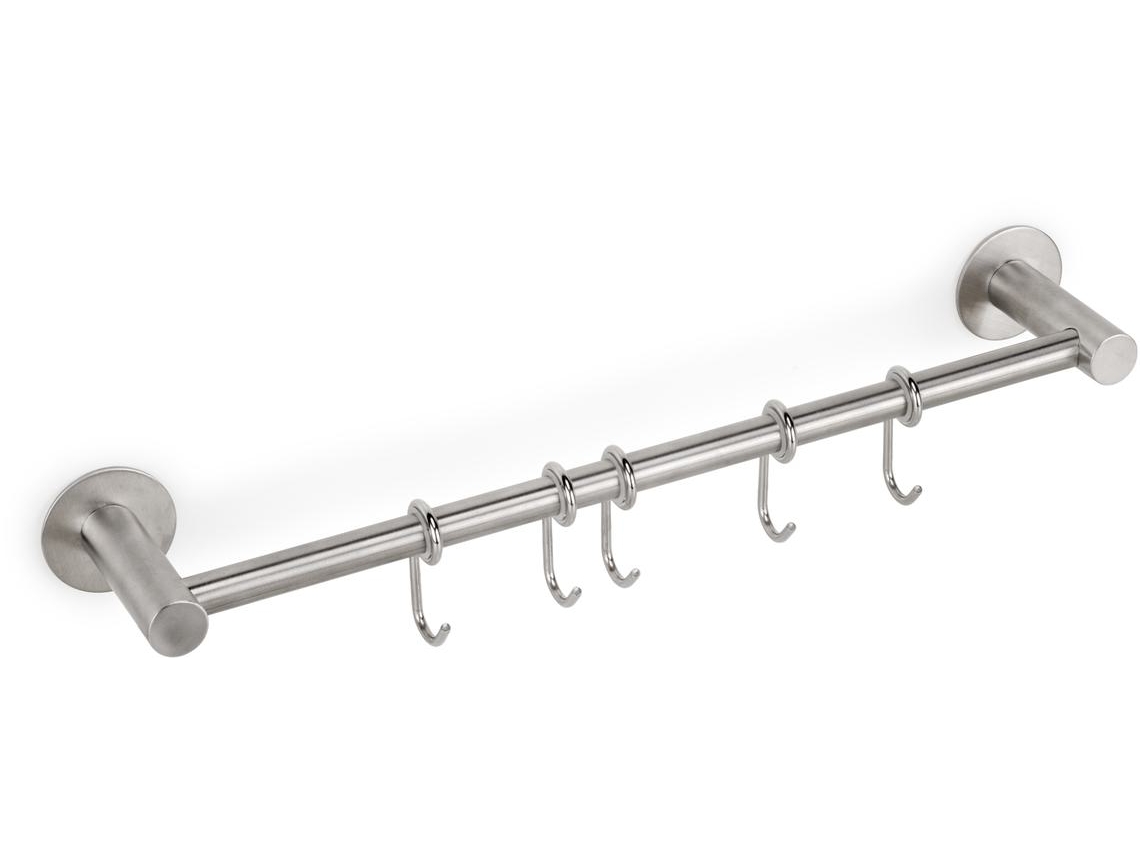 EMUCA Colgador Adhesivo de Cocina con 5 Ganchos Supra - Acero Inoxidable