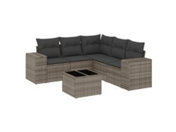 Conjunto de 6 sofás de jardín de mimbre gris con cojines MAISON EXCLUSIVE (80x200 cm)