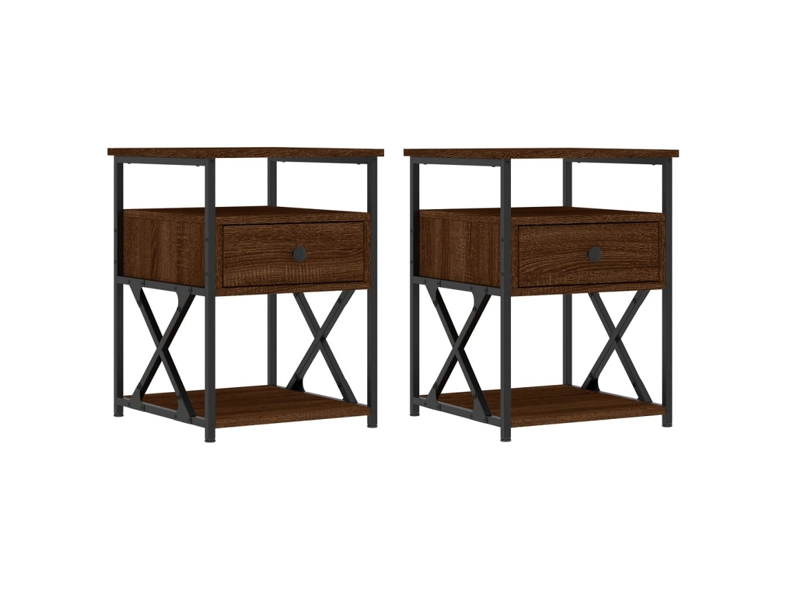 Maison Exclusive - Mesitas Noche 2 Uds Madera Ingeniería Marrón Roble 40x42x55 Cm