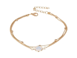 Pulsera De Tobillo Linjou Para Mujer Estilo Playa Con Piedras Cristal Ajustable Boho Retro