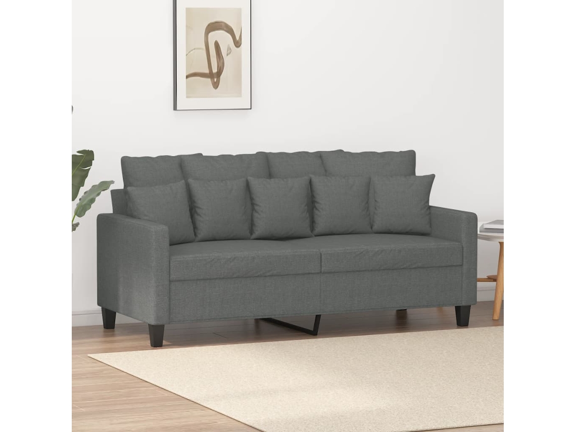 Sofá De 2 Plazas De Tela Gris Oscuro 140 Cm