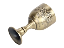 Copa De Vino Antigua De Cobre Con Flores Grabadas, Copa Ideal Para Fiestas Y Bares En Casa.