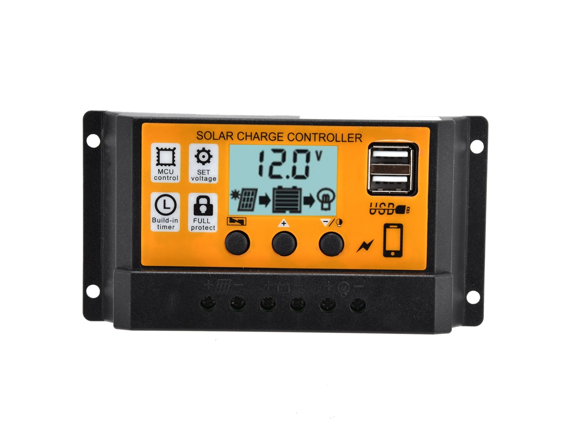Regulador De Carga Solar Inteligente Pwm 3 Etapas 12v/24v 30a Con Usb Dual Panel Solar