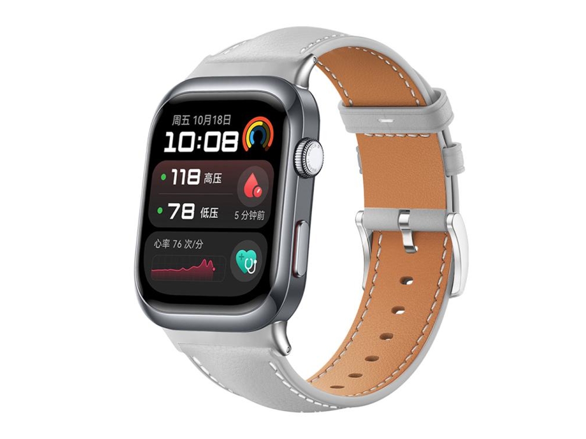 Bracelete Para Huawei Watch D2 - Couro Preto - Cabeça Plana - Textura De Tubarão (22mm) Cinza