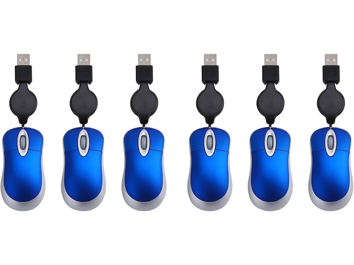 6 Mini Ratones Ópticos Usb Retráctiles Con Cable Para Ordenador Portátil