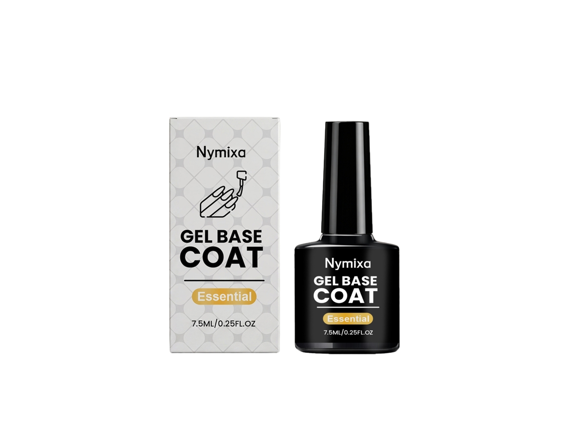 Base de gel Nymixa para una manicura fácil en casa, compatible con lámparas de uñas.