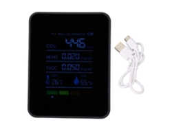 Detector De Co2 Portátil, Funciona Con Pilas, Con Monitor De Calidad Del Aire Hcho Tvoc, Temperatura Y Humedad, 5 En 1