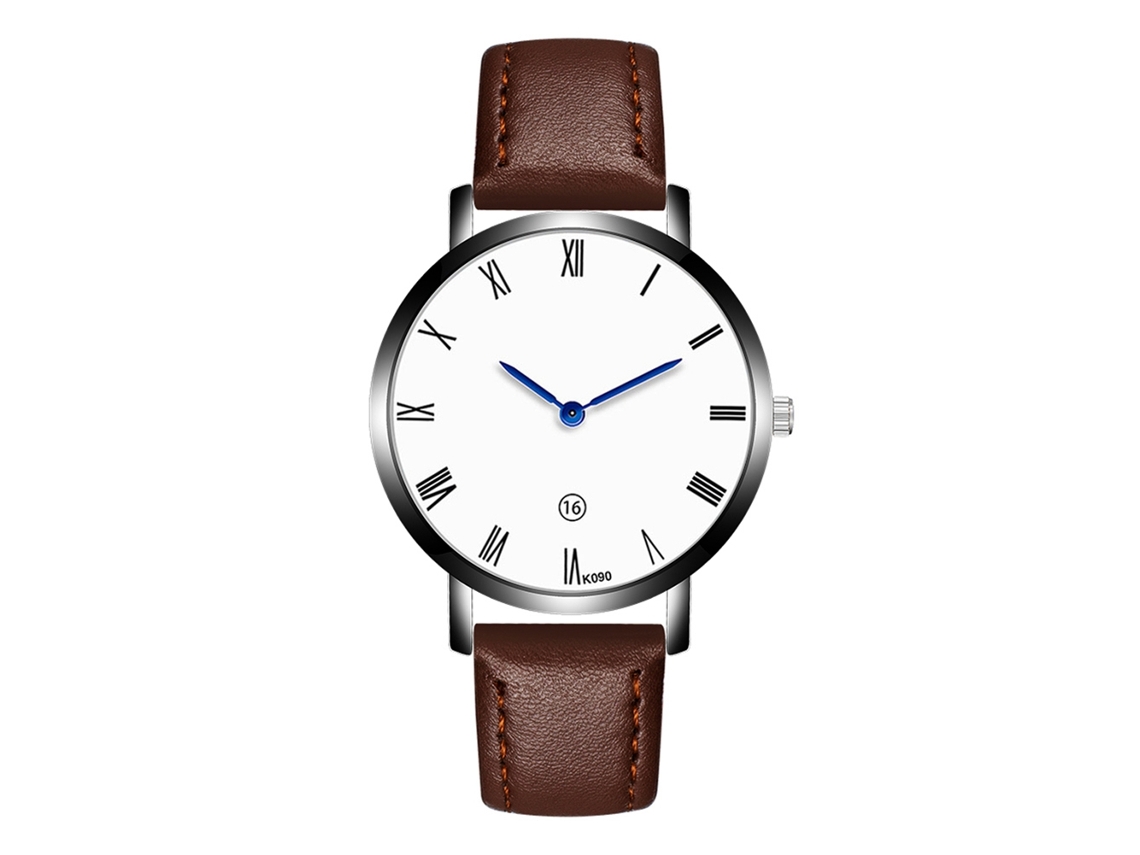 Reloj De Pulsera Analógico De Aleación Con Esfera Redonda Cuarzo Para Hombre Marrón