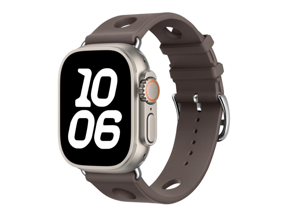 Correa de silicona negra con orificios para hebilla y textura de escalera para Apple Watch 42/41/40/38 mm FWINL