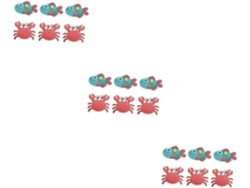 Juego de 3 pegatinas de PEVA con forma de cangrejo para decoración de baño, para niños y niñas, 6 piezas x 3 Slowmoose